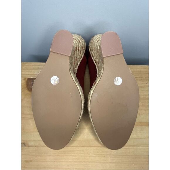 Tory Burch Women's High Heels Wedge Espadrilles Pompoms Satin Merlot Shoes 5.5 - Picture 12 of 12